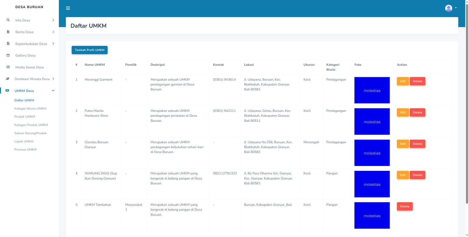 Desa Buruan Web Application - Admin Panel