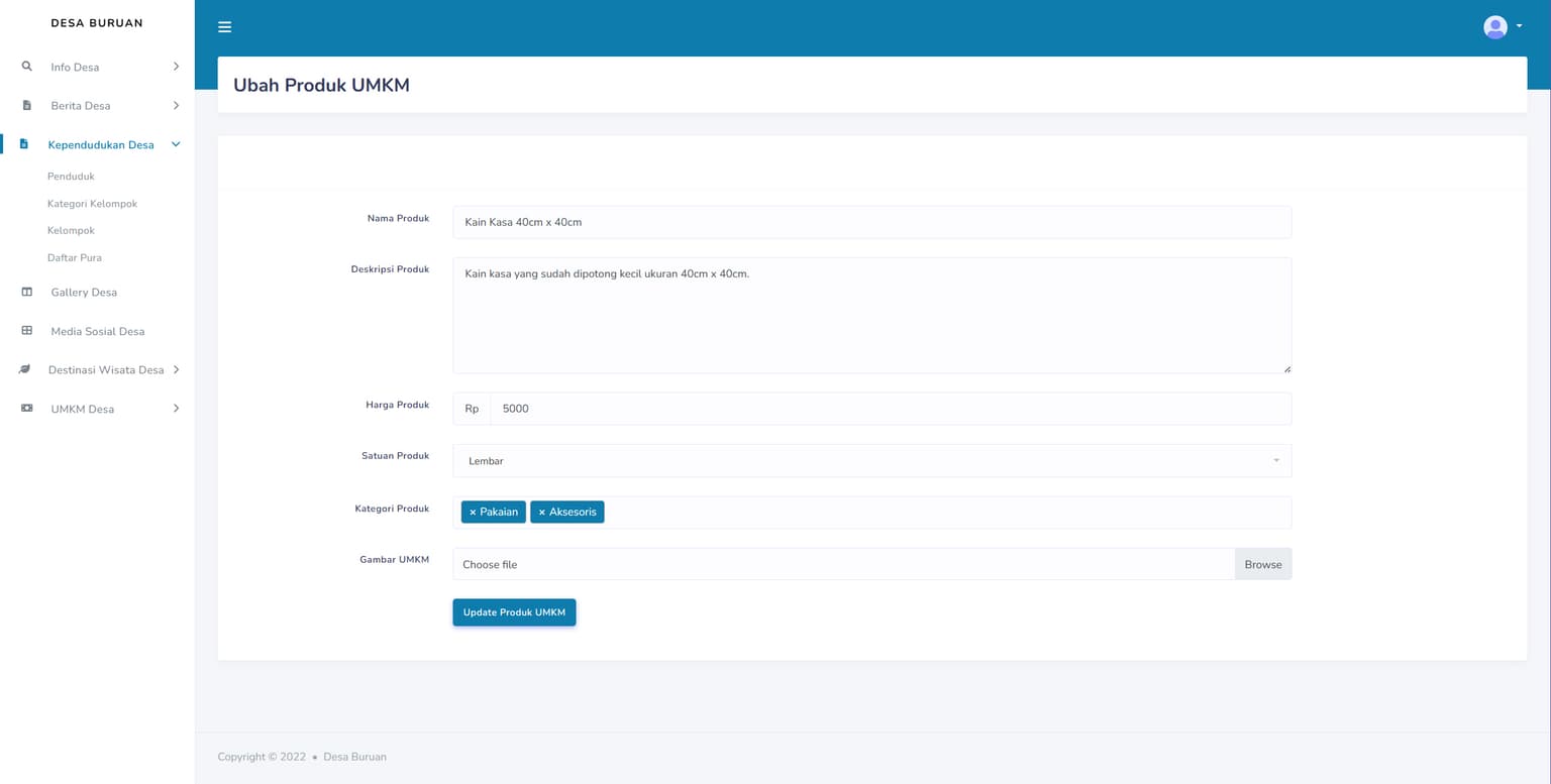 Desa Buruan Web Application - Form Input
