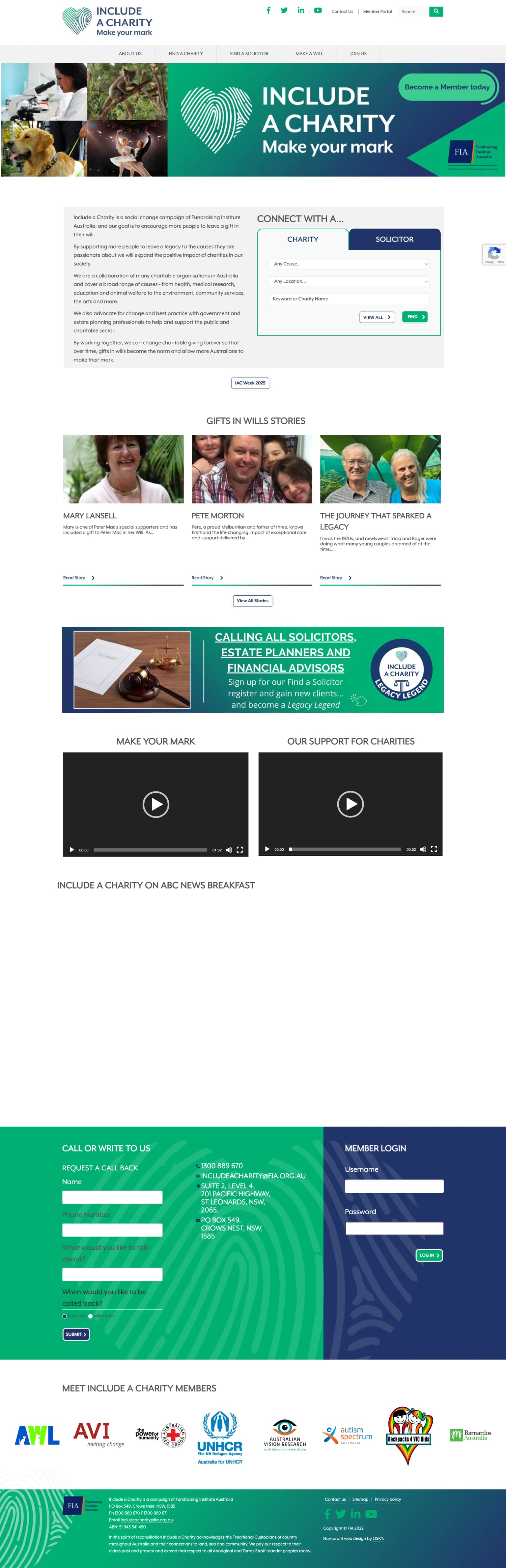 IAC (Include A Charity) - Homepage Desktop