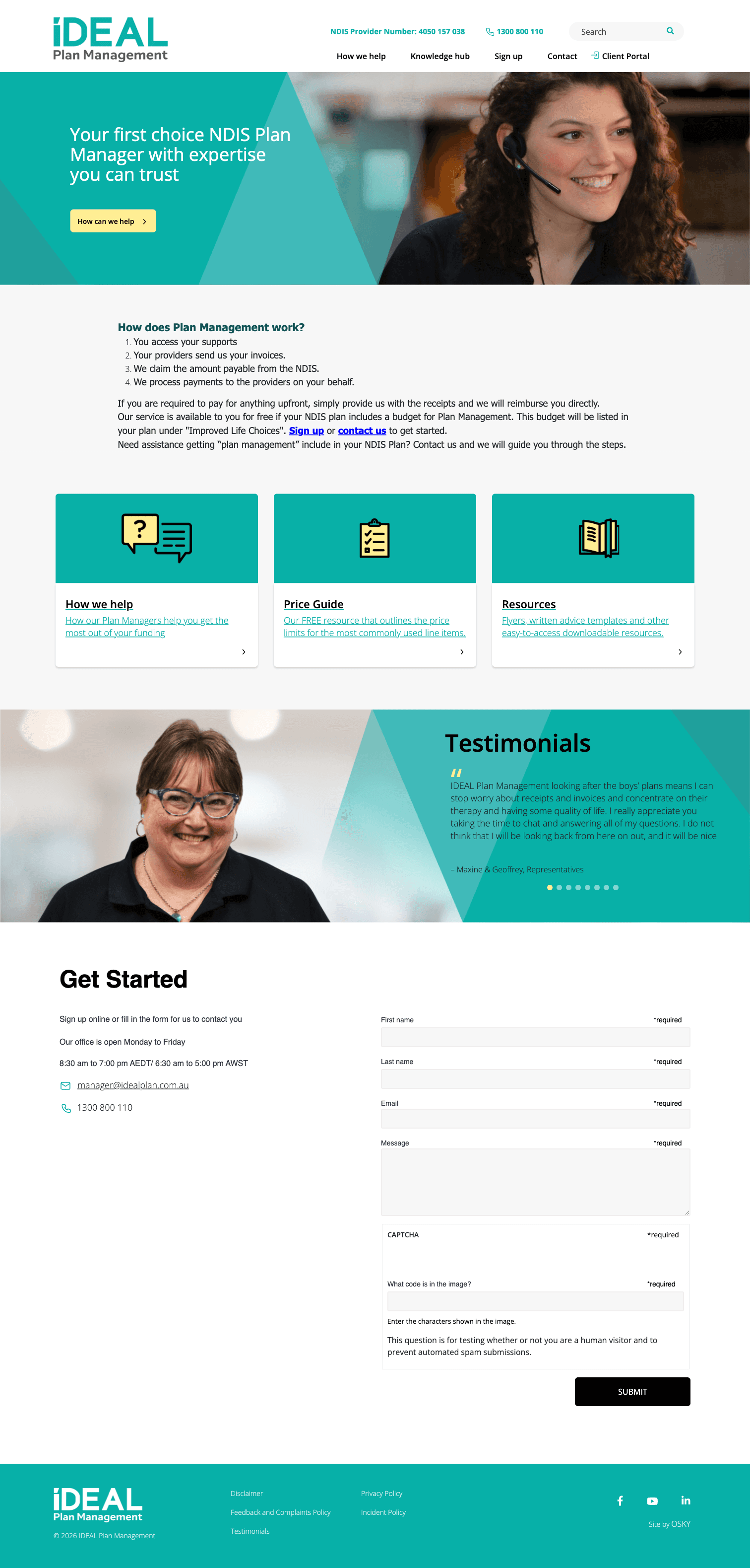 Ideal Plan Management - Homepage Desktop