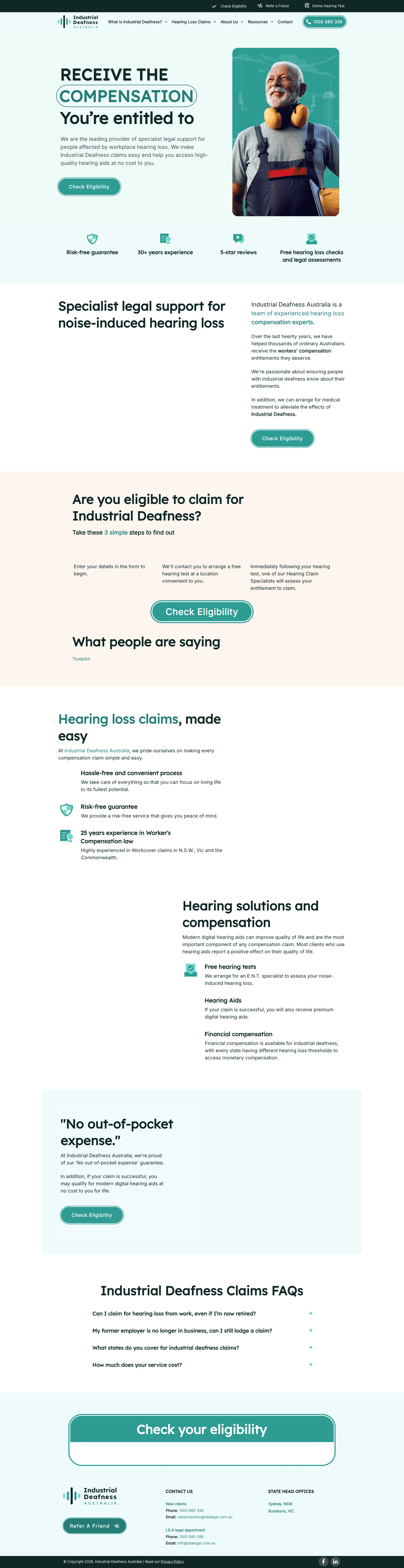 Industrial Deafness Australia - Homepage Desktop