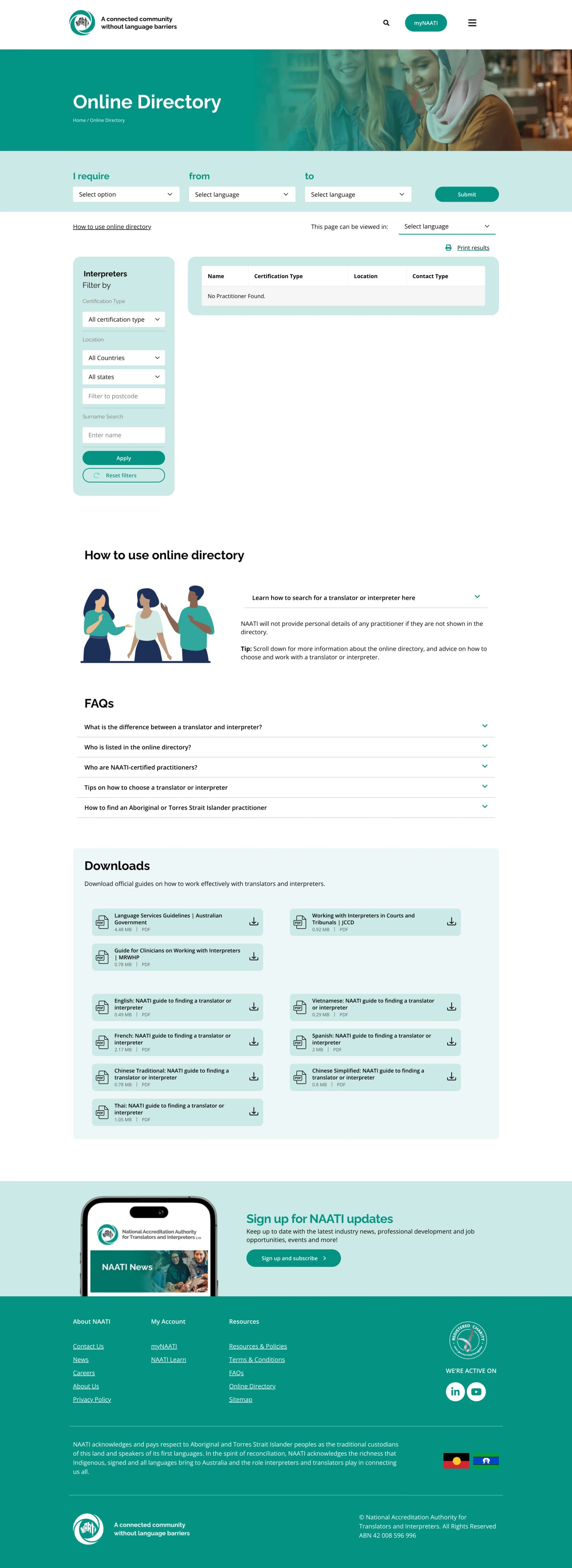 NAATI - Screencapture Naati Au Online Directory 2026 02 21 21 36 44