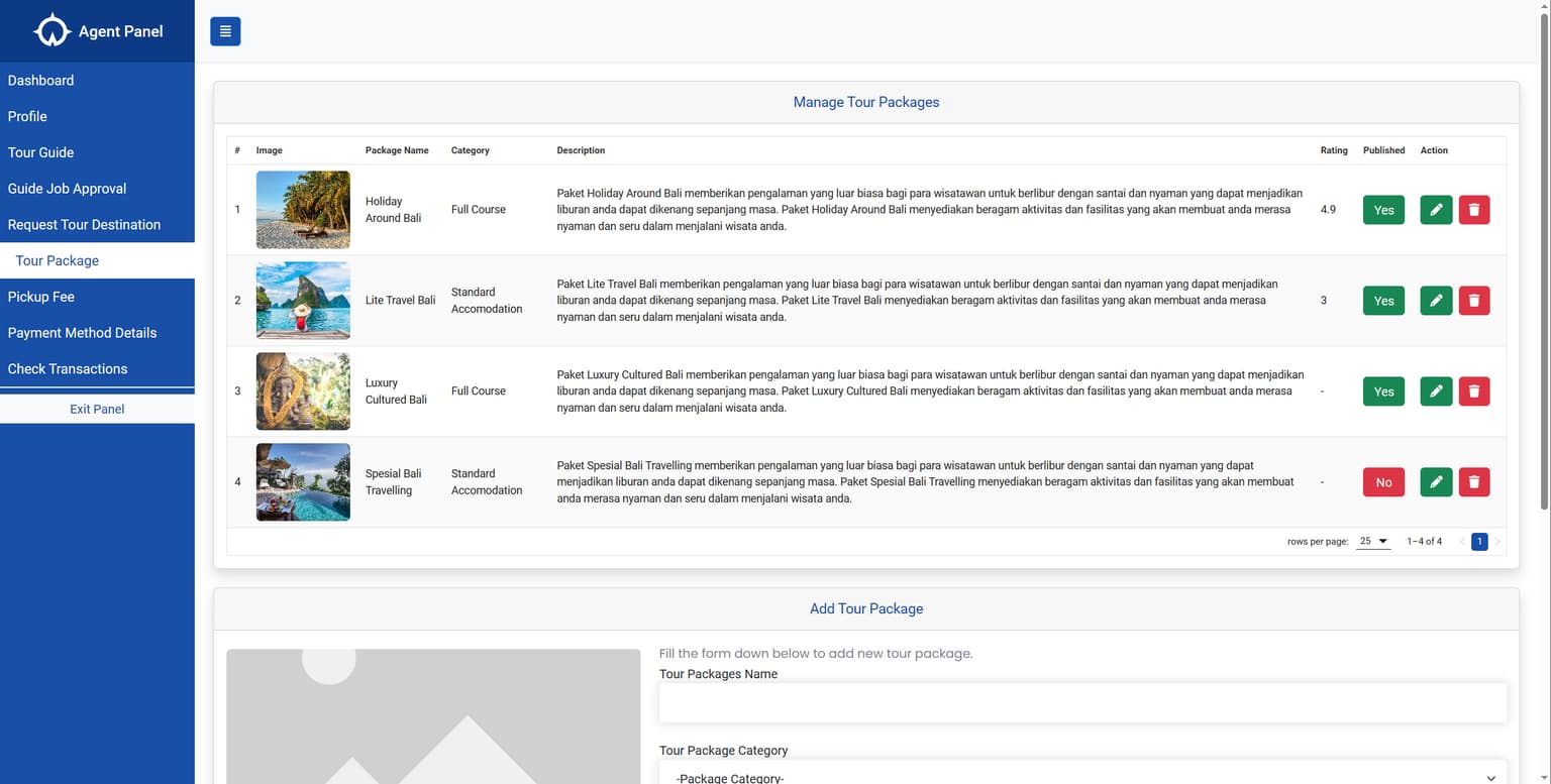 SIPENGUIDE - Tour Agent Dashboard 2