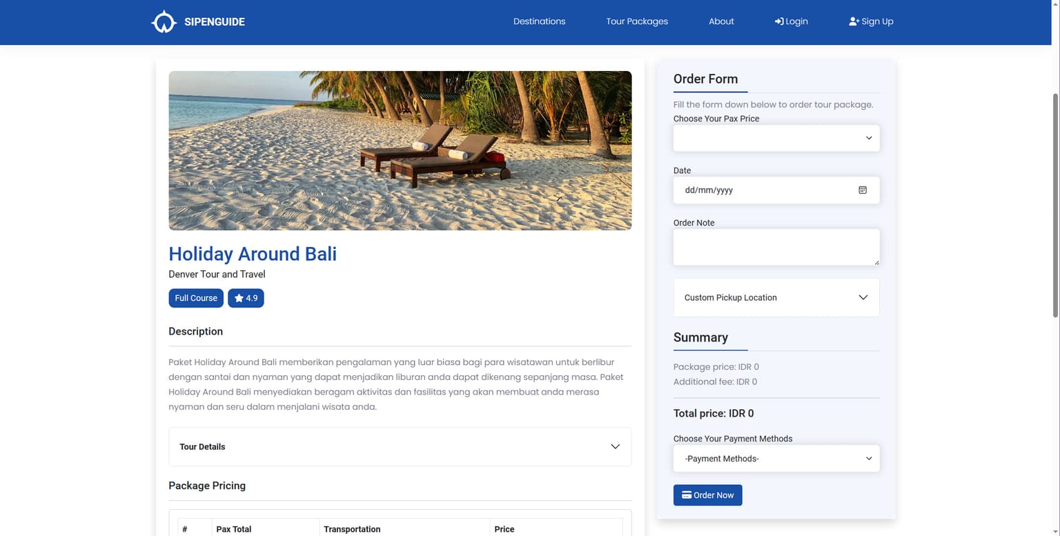 SIPENGUIDE - Tour Booking