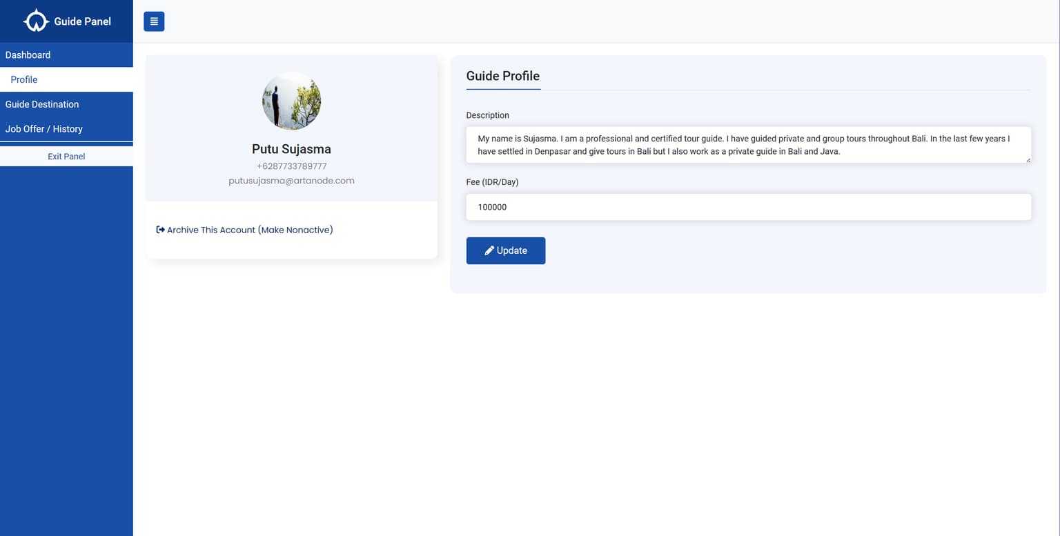 SIPENGUIDE - Tour Guide Dashboard