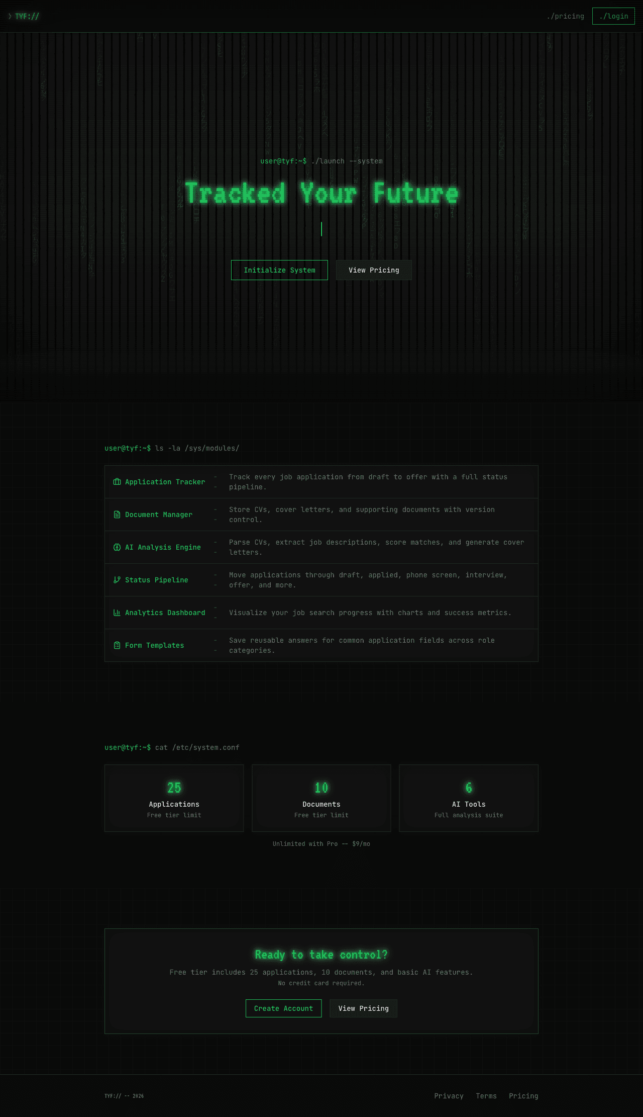 Tracked Your Future - 02 Landing Green