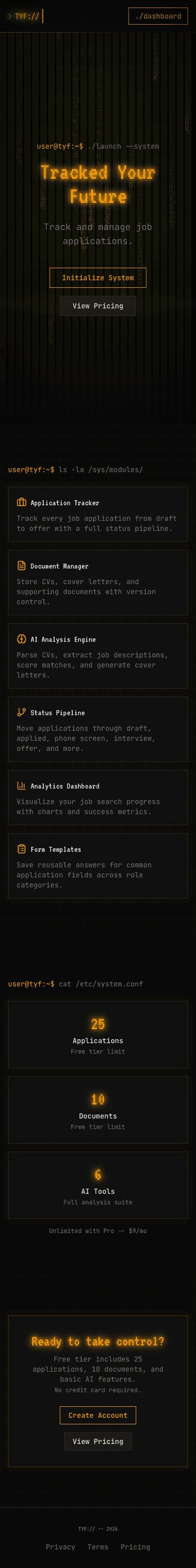 Tracked Your Future - 13 Landing Mobile