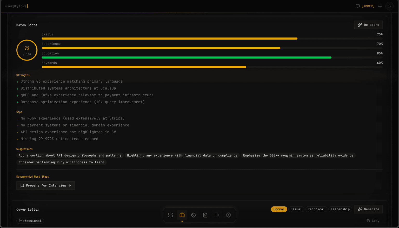 Tracked Your Future - 23 Application Match Score